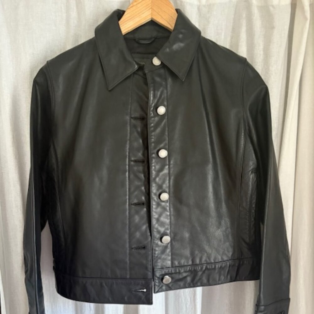 90's Vintage Banana Republic Black Leather Jacket Perfect Condition - Small